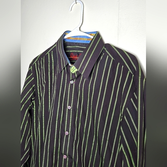 Men's Robert Graham 100% Cotton Striped Button Down Shirt, Size Medium - Picture 2 of 6